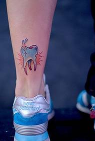 cute little teeth ankle tattoo picture