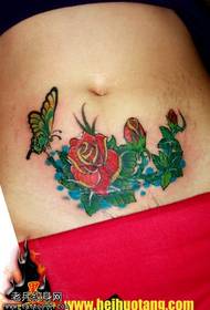waist recommended butterfly big Flower tattoo pattern