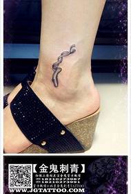 girl's ankle at the small ballet shoes tattoo pattern