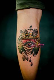 creative triangle eye calf tattoo picture