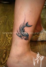 ankle color shark tattoo work
