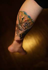 calf creative playing cards fashion tattoo pictures