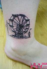 Ankle waterwheel zam tattoo daim duab