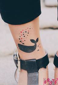 whale star art tattoo sticker picture