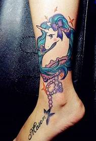 foot color unicorn tattoo pattern picture