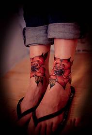 mtindo rose picha ya tattoo ya ankle