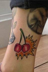 fashion female ankle cute cherry tattoo picture to enjoy the picture