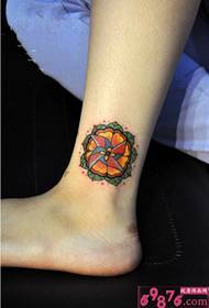 Rainbow windmill ankle fashion tattoo picture
