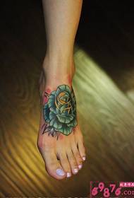 blue rose instep tattoo picture