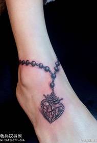 modello di tatuaggio cavigliera cuore oceano personale