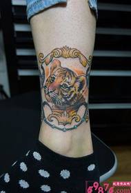 cute little tiger ankle tattoo picture