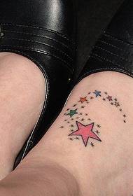 Small Qingxin foot five-pointed star tattoo tattoo works