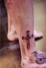 fesyen pergelangan kaki warna personaliti salib tatu corak gambar