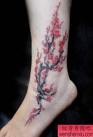 gjurmët e bukurisë model i bukur i tatuazhit të kumbullës