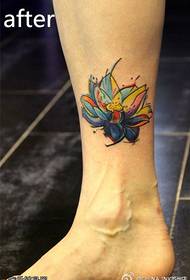 ankle color lotus tattoo picture