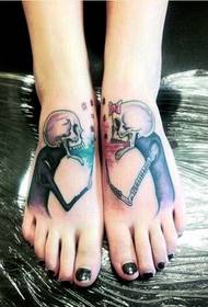 female instep personality skull tattoo pattern picture