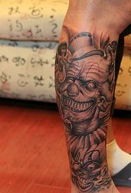 calf skull clown tattoo pattern