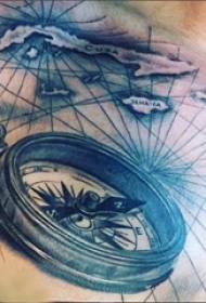 lalaki dibdib Itim prick geometric simpleng linya ng compass larawan ng tattoo