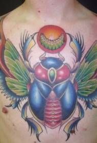 chest color big wings beetle and larva tattoo pattern
