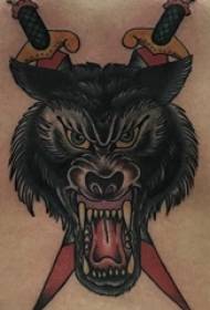 dripping blood wolf head tattoo male chest on the wolf head and dagger tattoo picture