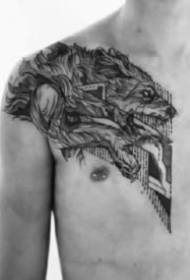 tatouage poitrine homme noir gris 9 tatouage poitrine travaille modèle