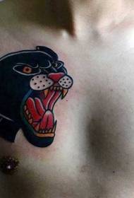 kirji tsohon makaranta mai tsanani baki panther tattoo tsarin