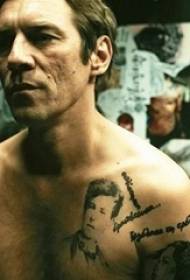 《纹身师》电影里的人物胸上的人物肖像纹身图片