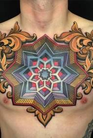 male chest color beautiful decorative tattoo pattern