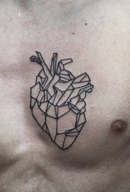 胸部几何心脏纹身图案