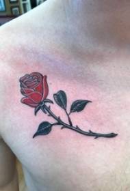 floro tatuo maskla brusto koloro rozo tatuaje bildo