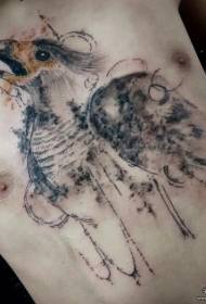 chest eagle European and American tattoo pattern