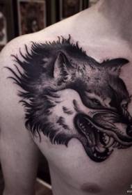 boarst wolf haadskoalle Jeropeesk en Amerikaansk tattoopatroan 51254 - famkes boarstkleur tiger leuk alternatyf tatoeëermuster