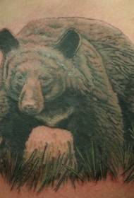 borst zwart grijs groot beer tattoo patroon