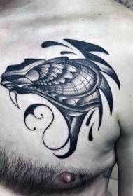 chest engraving style black demonic monster tattoo pattern