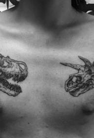 грудзі класічны чорны, розныя малюнкі татуіроўкі чэрапа дыназаўра