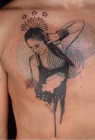 груди колір дівчини портрет з синім колом і зірка татуювання візерунком