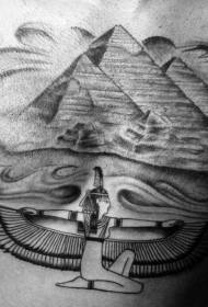 ఛాతీ అందమైన పురాతన ఈజిప్షియన్ థీమ్ పిరమిడ్ పాత్ర పచ్చబొట్టు నమూనా
