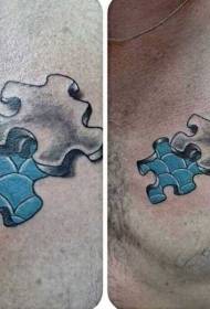 borst kleur kleine puzzel stuk cartoon tattoo patroon