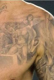 Tatuaje mitologiako pertsonaia Beckham bularra gris gris beltza pertsonaia mitikoaren tatuaje argazkia
