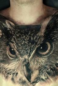 ຮູບແບບ tattoo owl ຫນ້າເອິກທີ່ສວຍງາມ