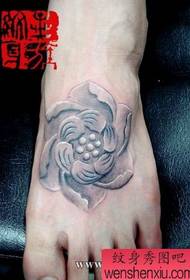 foot black gray lotus tattoo