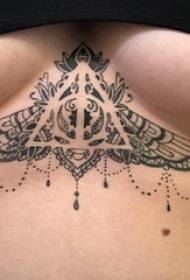 girl chest Under tattoo girl chest black geometric decorative tattoo picture