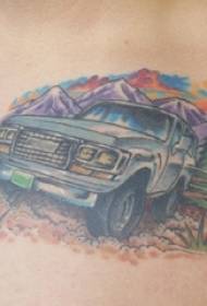 кола татуировка момчета гърдите пейзаж и кола татуировка снимки