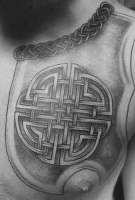 Celtic style black medieval armor chest tattoo pattern
