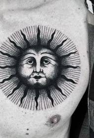 στήθος φυλών στυλ μαύρο ήλιο τατουάζ μοτίβο