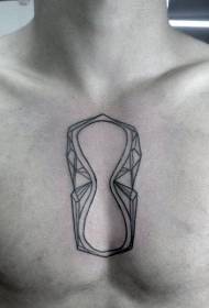 chest black line hourglass outline tattoo pattern