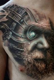 patró de tatuatge retrat home estil mecànic de color futur