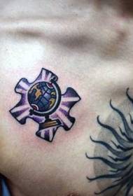 chest color cartoon puzzle small world tattoo pattern