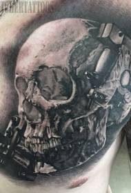 chest Personality skull and tattoo machine tattoo pattern
