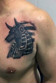 Chest Color Egyptian Idol Tattoo Pattern